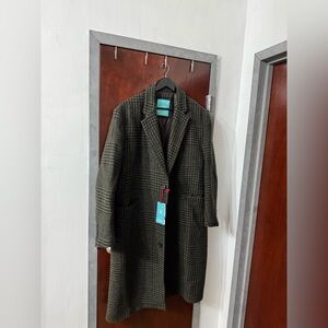 Zara Men's Checkered Trench Coat - Black and Gray